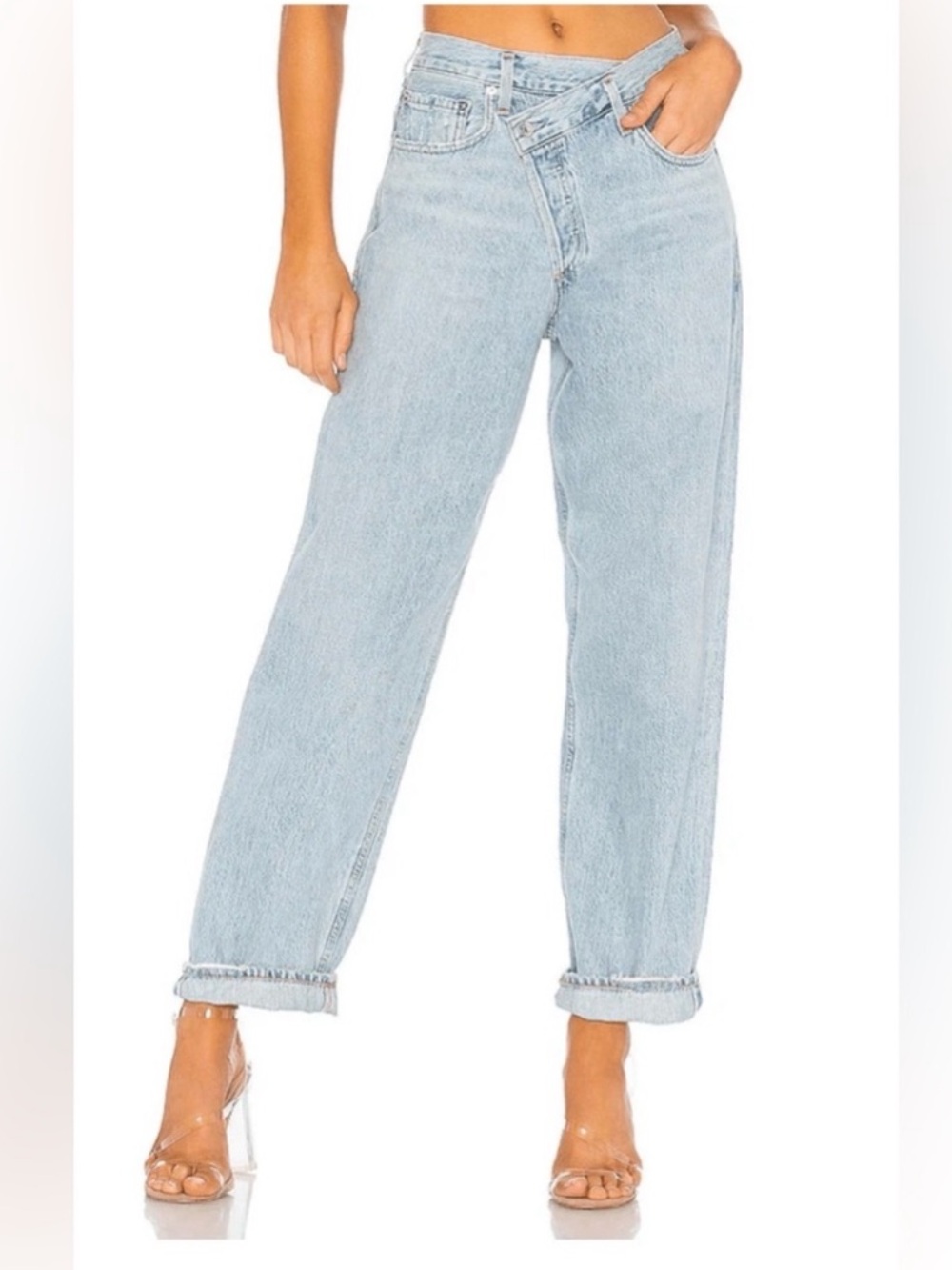 AGOLDE ARC CRISS CROSS Light Wash High-Rise Straight Jeans
